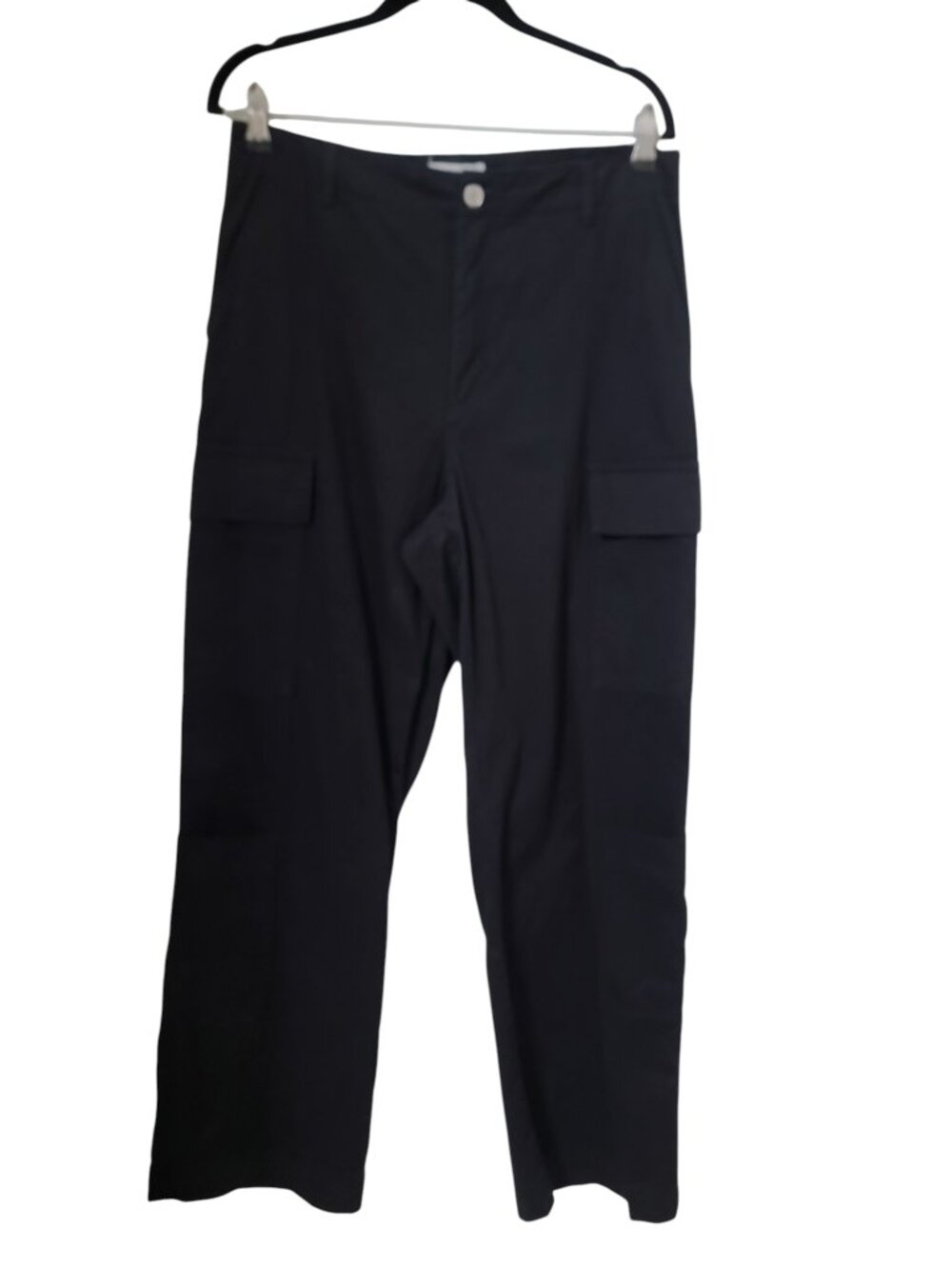 H&M Size 10 Black Cargo / Utility Straight-Wide Leg Pants